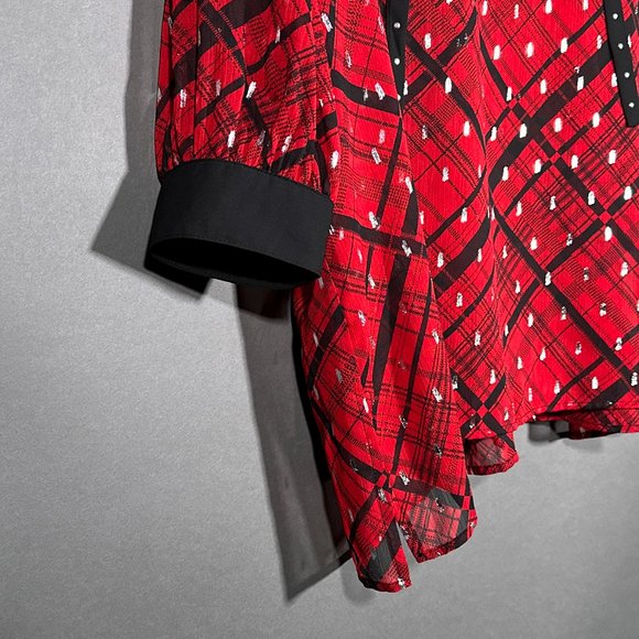 NWT Slim Factor Investments Blouse Long‎ Sleeve Sheer Tie Size XL - Picture 6 of 16